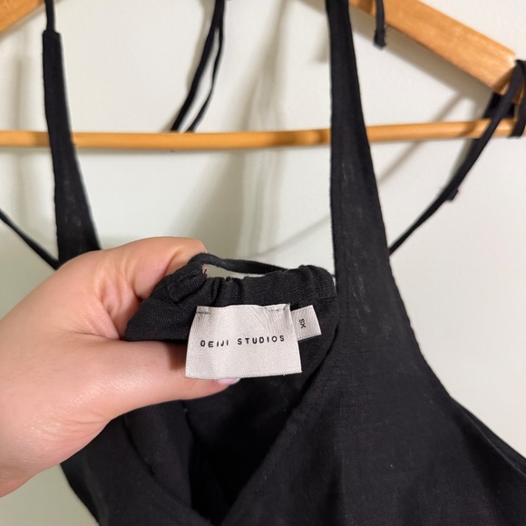 Deiji Studios Women Black Linen Halter Top X-Small - Picture 4 of 8